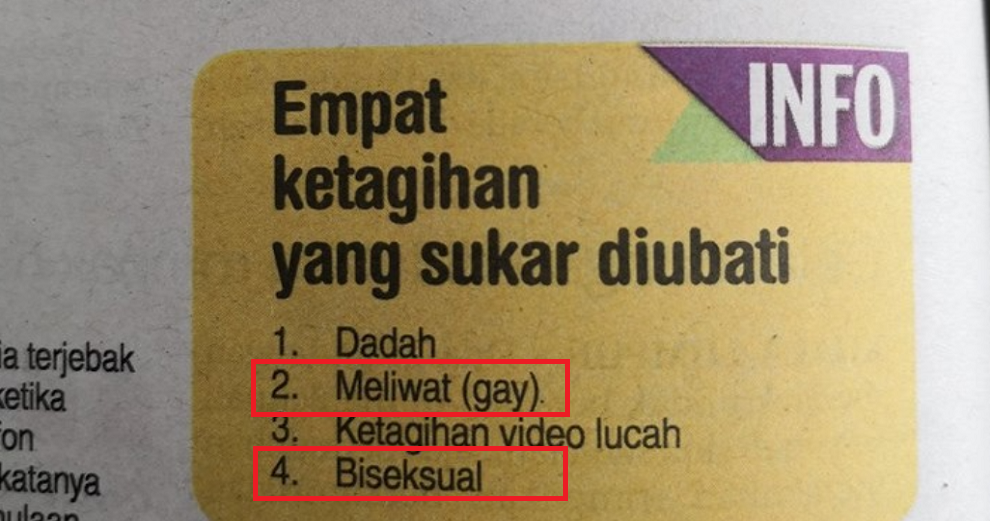 M'sian Newspaper Gets Backlash Again After Listing 'Gay' and 'Bisexual' as Addictions - WORLD OF BUZZ 5