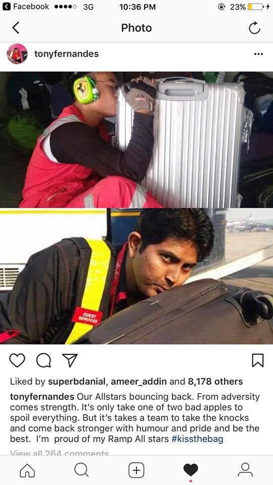 Airasia Staff Kiss Luggage Bags In Viral Post, Netizens Don't Know What To Feel - World Of Buzz 6