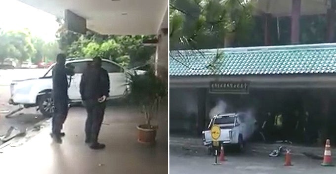 Man Shockingly Rams His White Pickup Truck Into Lim Goh Tong Memorial Hall In Viral Video - World Of Buzz
