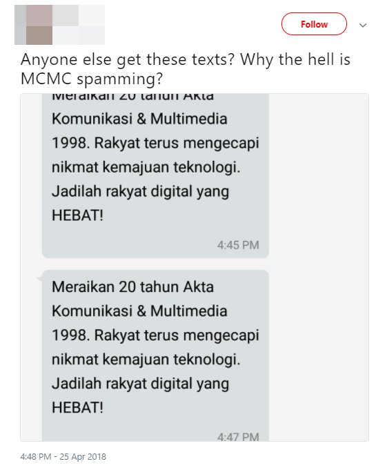 Malaysians Confused Over Mysterious Text Messages From MCMC - WORLD OF BUZZ 6