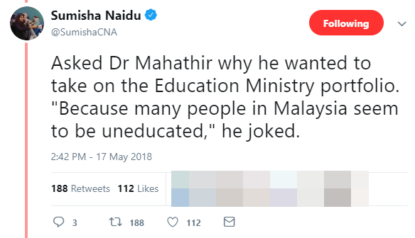 Tun Dr Mahathir Is Our New Education Minister - World Of Buzz