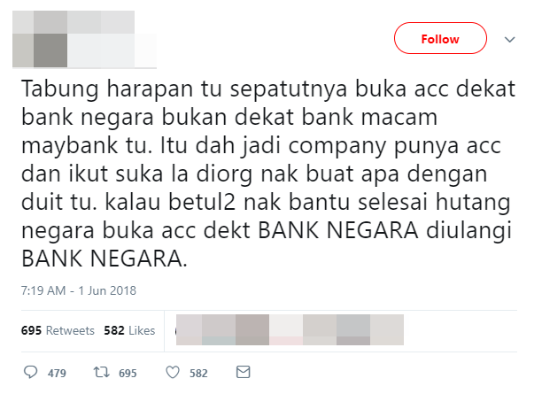M'sian Gets Roasted After Tweeting That Tabung Harapan Should Have Opened a Bank Negara Account - WORLD OF BUZZ