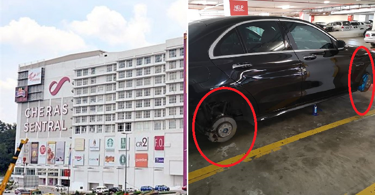 M'Sian Shares How Her Car Tyres And Rims Were Stolen In Cheras Mall Parking Lot - World Of Buzz 1