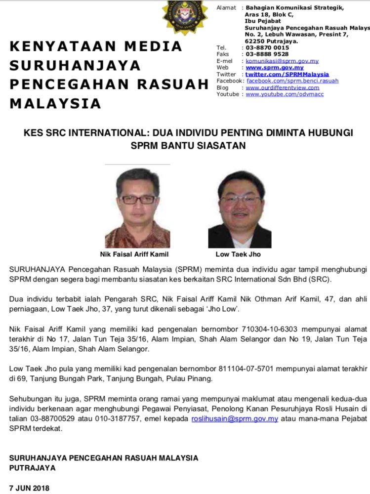 WANTED: MACC Officially on The Hunt For Jho Low & SRC International Director - WORLD OF BUZZ 2