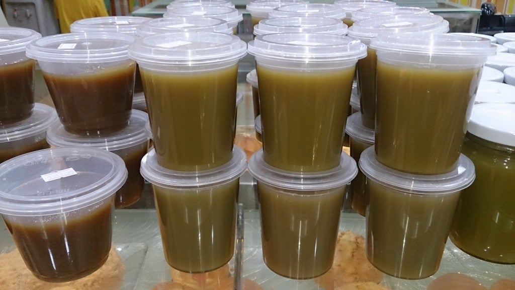 Cups of kaya on sale at a bakery Singapore