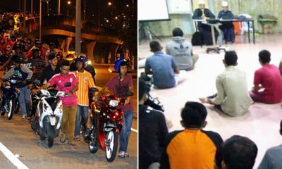 Police Make 93 Mat Rempits Push Their Bikes For 10Km And Repent At Mosque - World Of Buzz