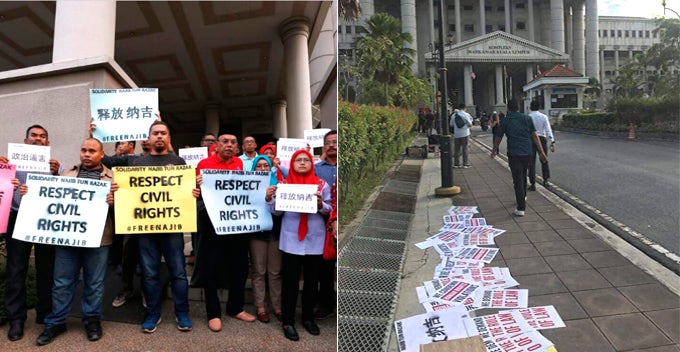 Umno Protestors Get Roasted After 'Free Najib' Signs Found Abandoned On Ground - World Of Buzz