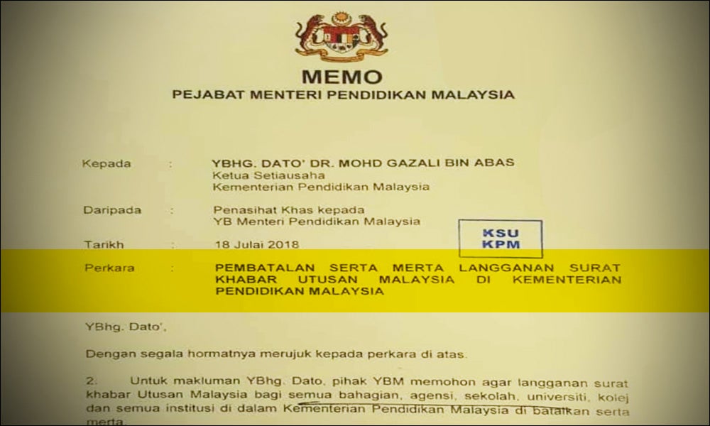 Education Ministry Cancels Subscriptions to Utusan Malaysia for All Schools and Varsities Immediately - WORLD OF BUZZ