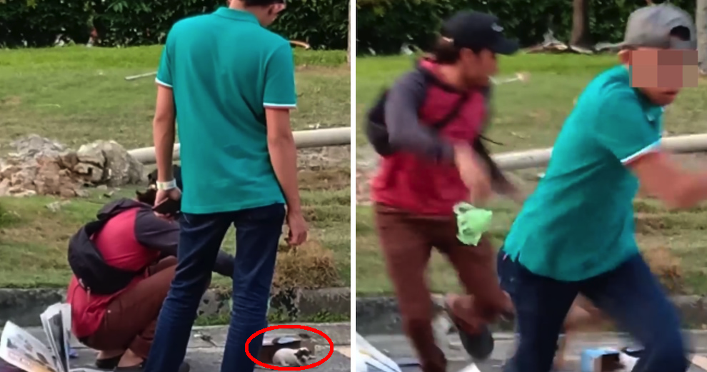 Youths Try Rescuing Sleeping Puppy In Subang Parking Lot, Until They Meet Its Mother - World Of Buzz