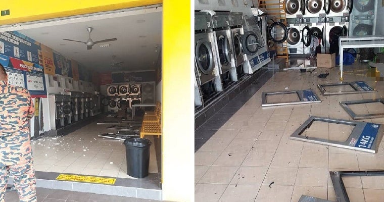 Dryer at Klang Laundrette Suddenly Explodes, Causing Father and Daughter to Suffer Burns - WORLD OF BUZZ 2