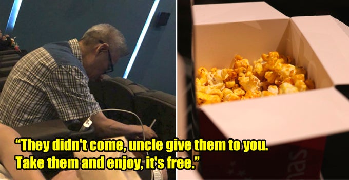 Elderly M'sian Man Sadly Gives Away Two Popcorn And Drinks After He Got Bailed - WORLD OF BUZZ 1