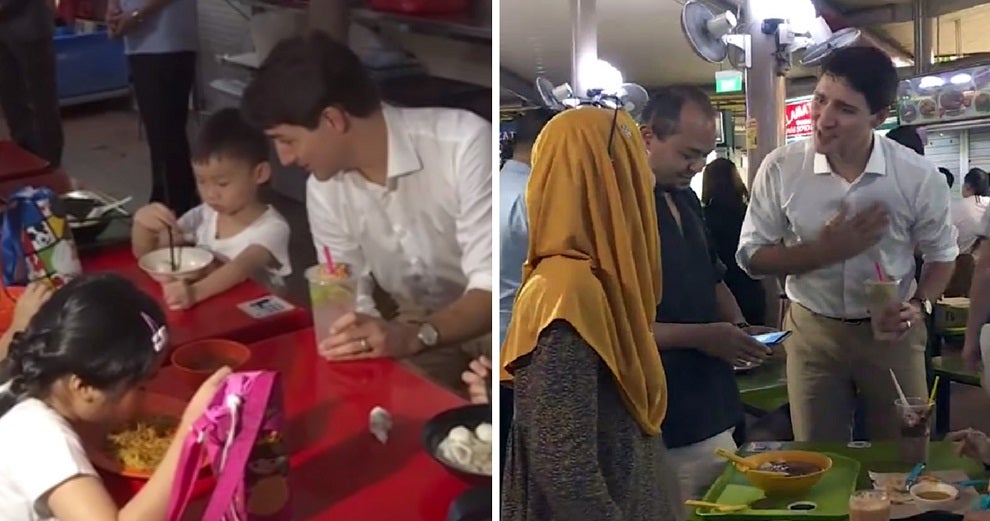 Canadian PM Spotted 'Yumcha'-ing With Locals at A Singaporean Hawker Centre - WORLD OF BUZZ