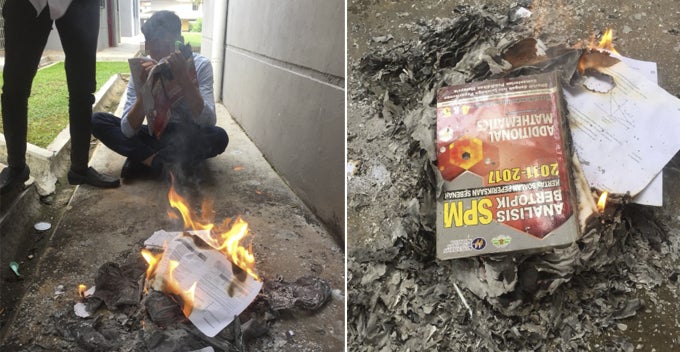 Spm Students Burn 'Add Maths' Textbook After Didn'T Do Well In Exam - World Of Buzz