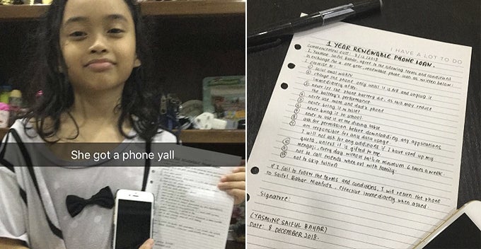 Cute 10 Year Old Girl Signs Contract With Family To Get Iphone Heres The Terms And Conditions World Of Buzz 5 1