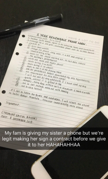 Cute 10-Year-Old Girl Signs Contract With Family To Get Iphone, Here's The Terms And Conditions - World Of Buzz