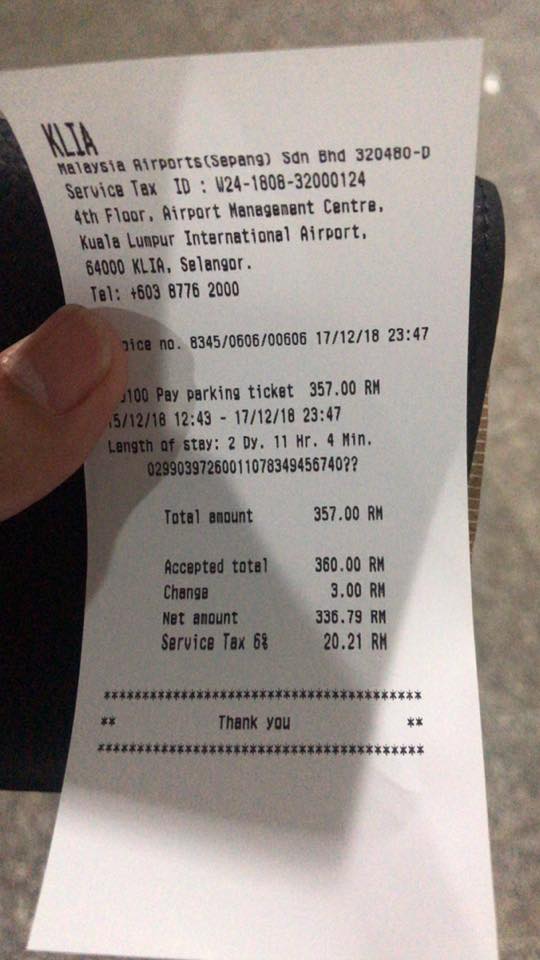 M'sian Paid RM357 Parking Fee Because He Accidentally Chose Wrong Spot in KLIA - WORLD OF BUZZ