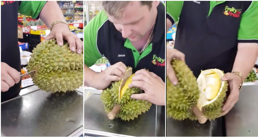 Watch: This Angmoh Can Open A Durian Better Than You - WORLD OF BUZZ 2