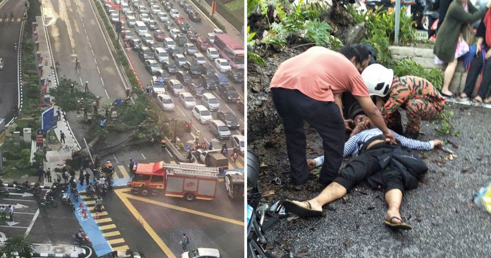 couple injured by fallen tree near klcc just got married yesterday world of buzz 10