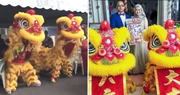 Malay Couple Get Lion Dance & Firecrackers To Celebrate Their Wedding - WORLD OF BUZZ 4