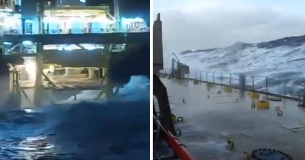 Massive Waves Leave Oil Rig Workers in Terengganu Stranded, Petronas Sends Emergency Response Team - WORLD OF BUZZ