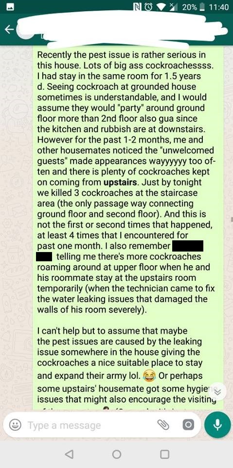 M'sian Girl Shares Traumatising Experience of Living with Cockroaches Due to Housemate From Hell - WORLD OF BUZZ 3