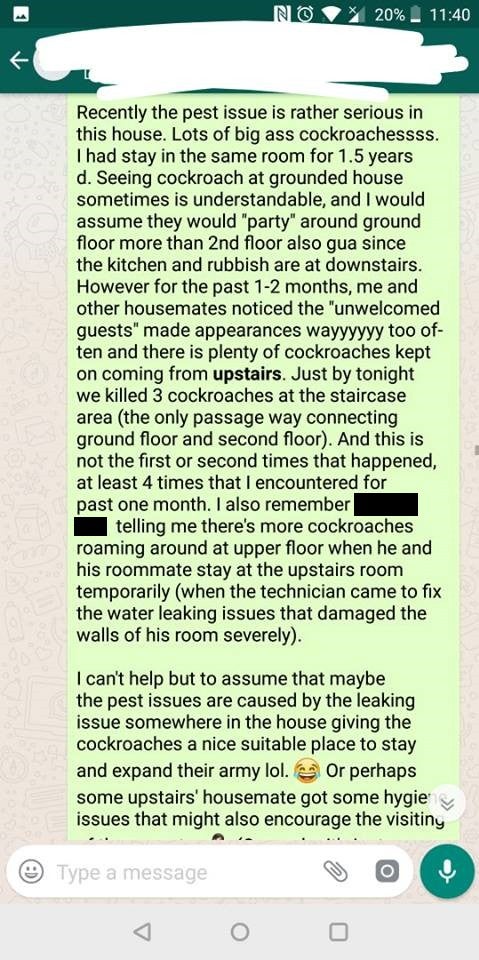 M'sian Girl Shares Traumatising Experience Of Living With Cockroaches Due To Housemate From Hell - World Of Buzz 3