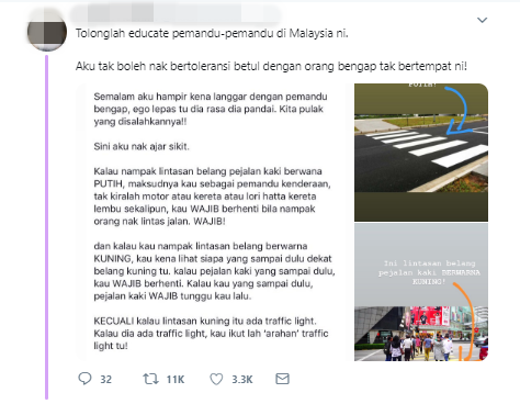 Netizen Shares Reasoning Behind Multi-Coloured Zebra Crossing And How Malaysian Drivers Should Be More Mindful Of Pedestrians - World Of Buzz 1