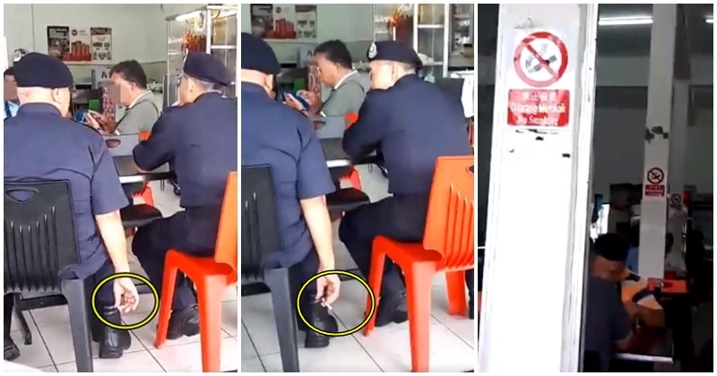 Netizens Triggered At Video Of Cops Puffing Away At Eateries, Despite Smoking Ban - WORLD OF BUZZ 5