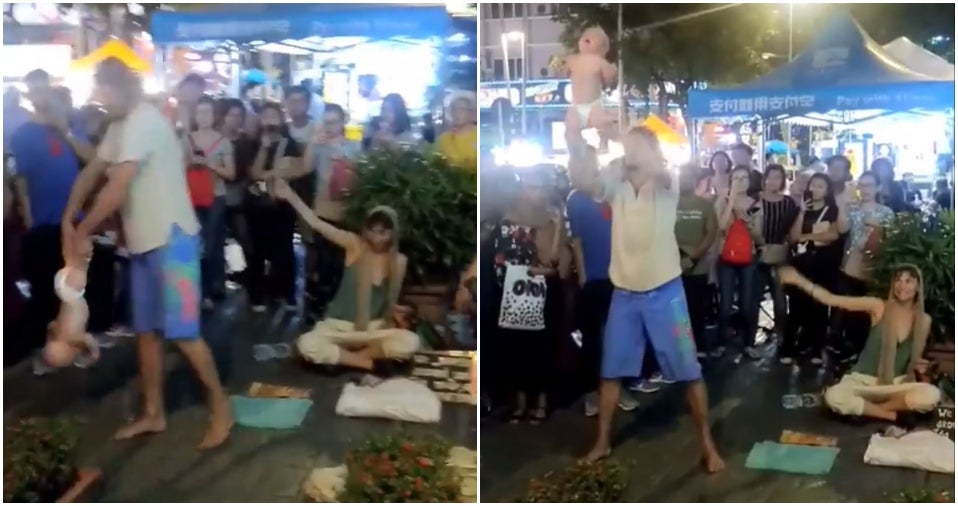 Disgusting 'Begpackers' Seen Doing Stunts with Baby for Money in Bukit Bintang - WORLD OF BUZZ