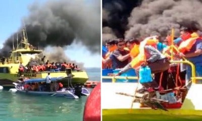 Ferry In Langkawi Suddenly Catches Fire, Passengers Seen Jumping Into Sea To Save Themselves - World Of Buzz 5