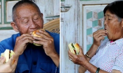 Kampung Grandparents Who'Ve Only Seen Burgers On Tv Happily Eat The Ones Granddaughter Made - World Of Buzz