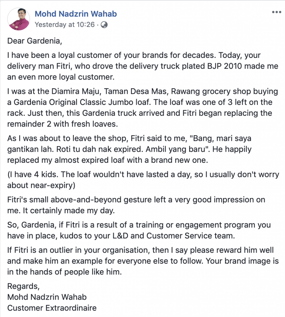 M'sian Praises Gardenia's Delivery Man For His Good Gesture - WORLD OF BUZZ 1