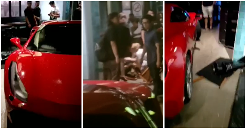 A Red Ferrari Crashed Into A Restaurant Bar In Jalan Batai, Bukit Damansara - World Of Buzz