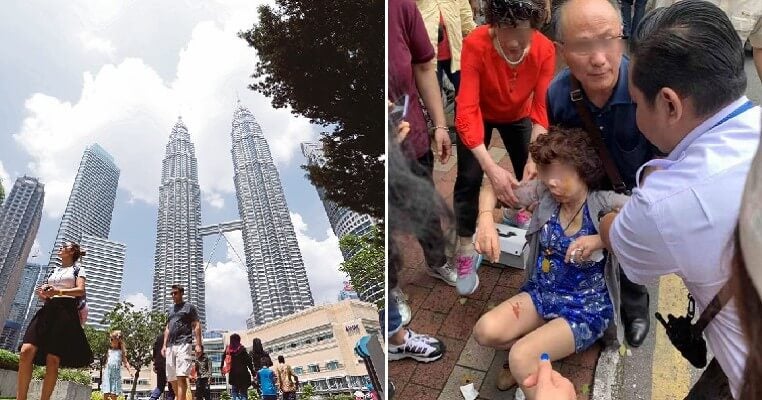 Chinese Tourist Falls Victim to Snatch Theft While Walking Near KLCC, Suffers Bad Head Injuries - WORLD OF BUZZ 1
