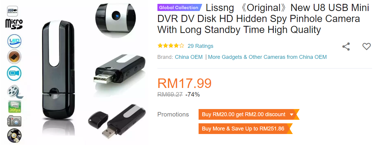 Hidden Pinhole Cameras Are Easily Being Sold Online, Malaysians Disturbed - WORLD OF BUZZ 3