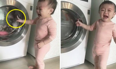 Toddler Breaks Down In Tears After Mom Threw His Bantal Busuk Into Washing Machine - World Of Buzz