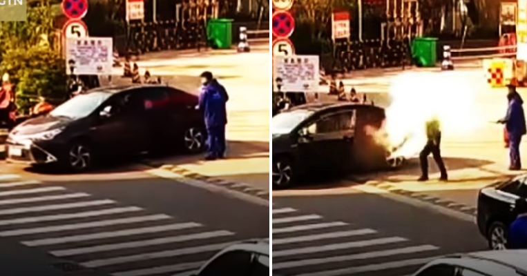 Frustrated Petrol Station Staff Sprays Fire Extinguisher Directly In Stubborn Smoker's Face - WORLD OF BUZZ 2