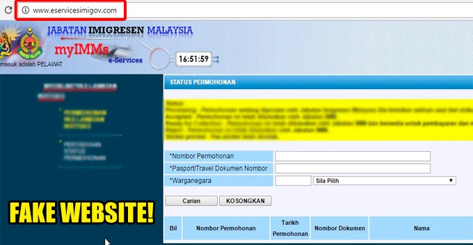 Immigration Dept Warns Malaysians Against This Fake Website That Looks Exactly Like Official Site - WORLD OF BUZZ