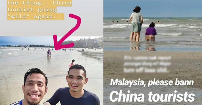 Malaysians Taking Selfie At Port Dickson, Gets Photobombed By Tourist Taking A Dump By Beach - World Of Buzz