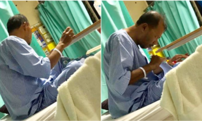 Passionate Teacher Photographed Marking Exam Papers On His Hospital Bed - World Of Buzz 3