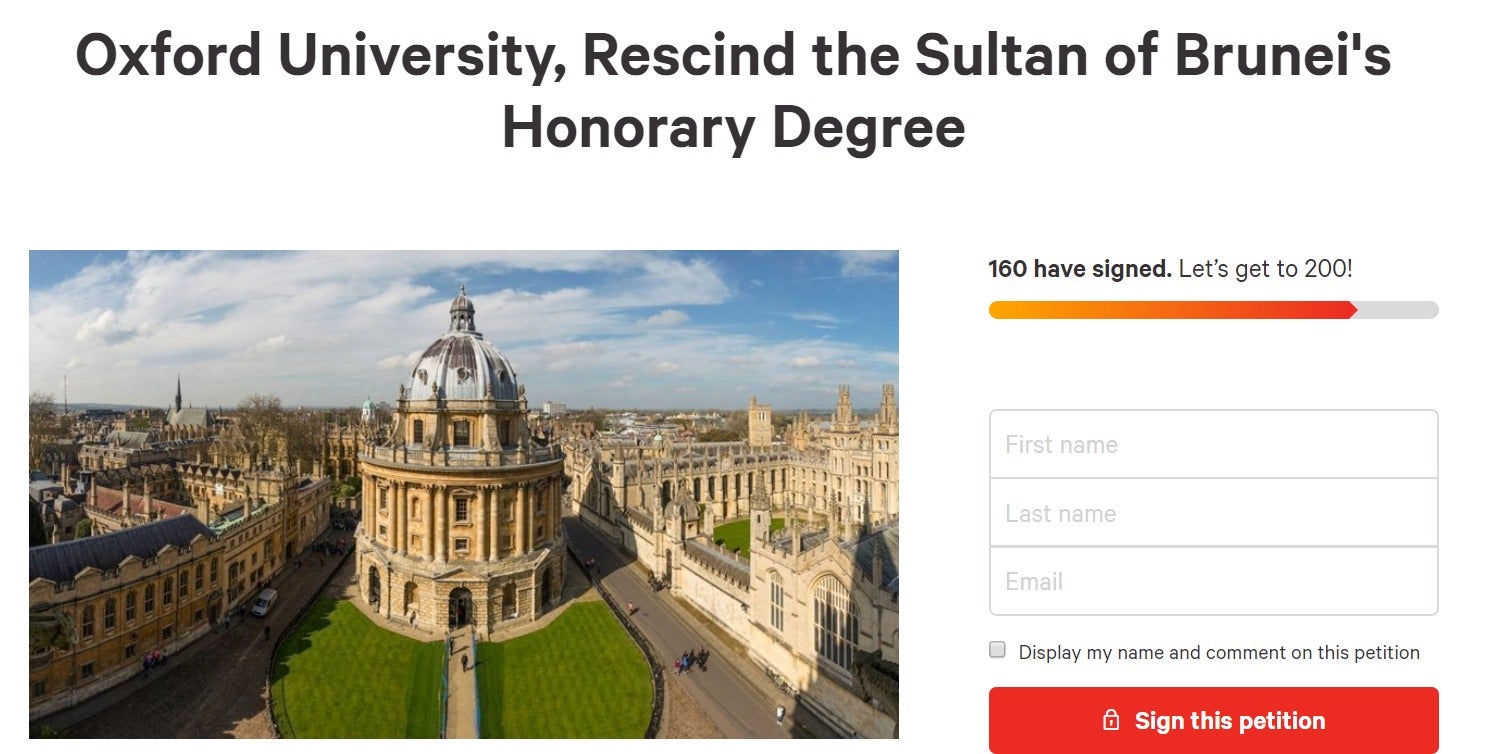 People Are Petitioning For Oxford University to Revoke The Brunei Sultan's Honorary Degree - WORLD OF BUZZ