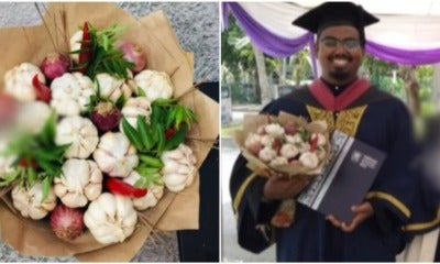 This Uitm Culinary Graduate Loves To 'Membawang' So His Gf Gave Him A Garlic Bouquet For Convocation - World Of Buzz 2