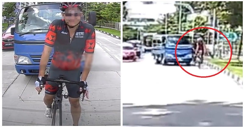 watch rude cyclist who cari pasal with lorry gets his just desserts world of buzz