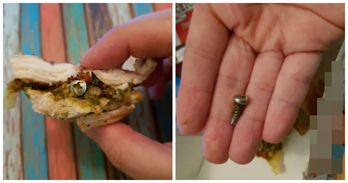 man orders burger from famous chain in bangsar finds rusty screw inside after few bites world of buzz