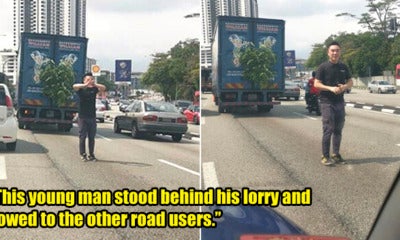 M'Sian Man Bows And Apologises To Road Users After His Stalled Lorry Caused Traffic Jam - World Of Buzz