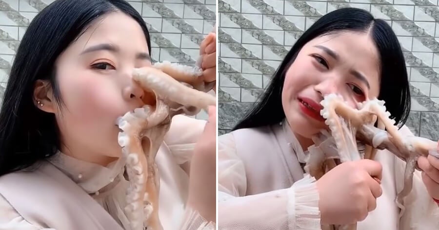 Woman Attempts To Eat Live Octopus, Gets Sucked By It Until She Bleeds - World Of Buzz