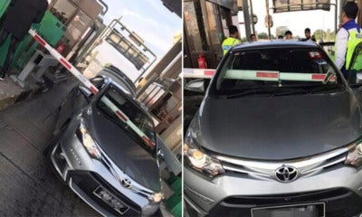 [Video] Toll Barrier Pierces Through Front Window After Vios Driver Failed To Stop In Time - World Of Buzz