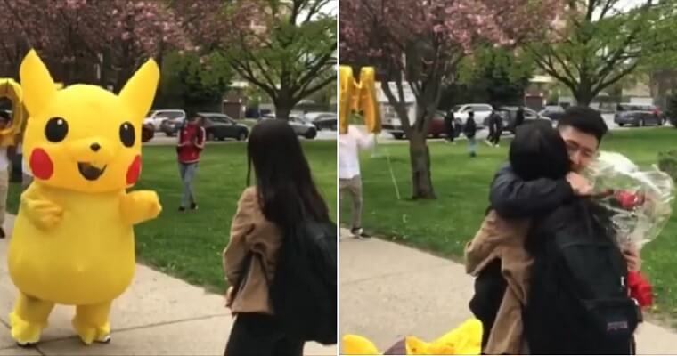 Watch: Guy Surprises Girl With Promposal In Cute Pikachu Costume &Amp; She Said Yes! - World Of Buzz 4