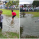 Kid Makes The Rest Of The World Jealous By Swimming In Huge Puddle On His School Field - World Of Buzz