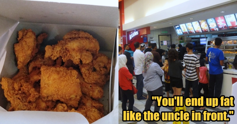 Man Buys All The Fried Chicken In Store Because He Was Fat-Shamed By An Aunty Behind Him - World Of Buzz